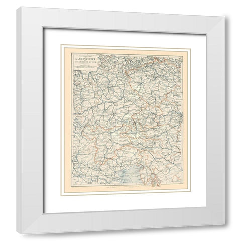 Europe Austria South Germany - Baedeker 1896 White Modern Wood Framed Art Print with Double Matting by Baedeker