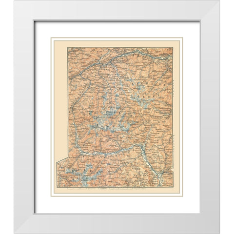 Europe Mountains Austria Italy - Baedeker 1896 White Modern Wood Framed Art Print with Double Matting by Baedeker