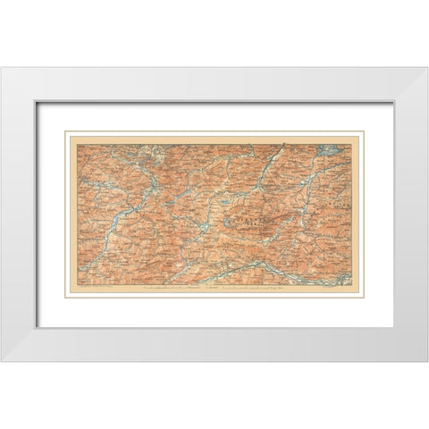Europe Mountains South Germany Austria White Modern Wood Framed Art Print with Double Matting by Baedeker