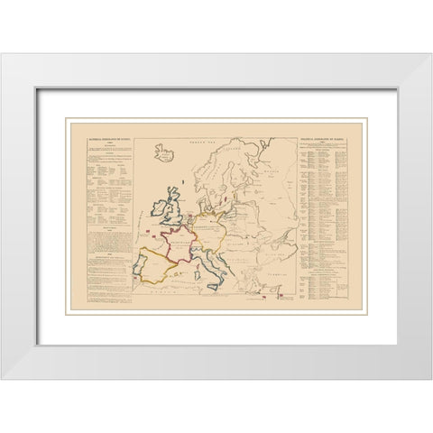 Europe - Le Sage 1801 White Modern Wood Framed Art Print with Double Matting by Le Sage