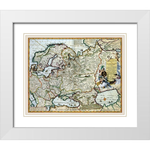 Europe Scandinavia Russia - Visscher 1681 White Modern Wood Framed Art Print with Double Matting by Visscher