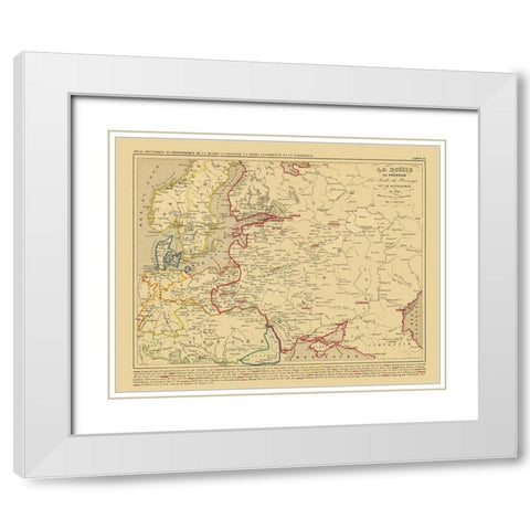 Europe Russia Poland Scandinavia - Houze 1840 White Modern Wood Framed Art Print with Double Matting by Houze