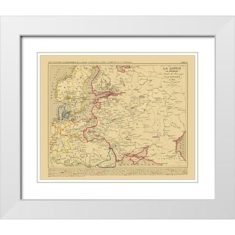 Europe Russia Poland Scandinavia - Houze 1840 White Modern Wood Framed Art Print with Double Matting by Houze