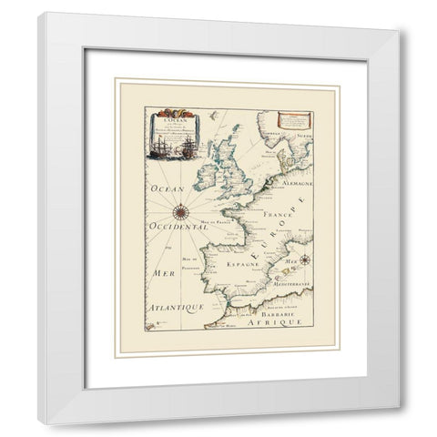 Atlantic Ocean Europe - Roy 1666 White Modern Wood Framed Art Print with Double Matting by Roy