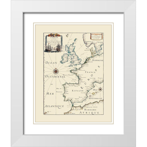Atlantic Ocean Europe - Roy 1666 White Modern Wood Framed Art Print with Double Matting by Roy