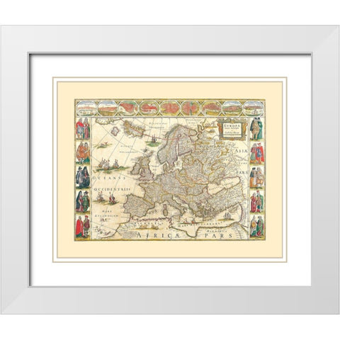 Europe - Blaeu 1665 White Modern Wood Framed Art Print with Double Matting by Blaeu