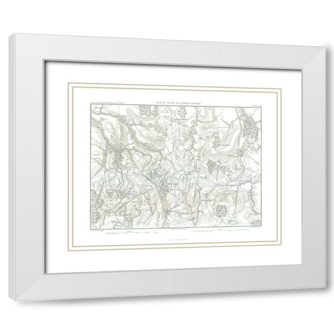 Battle of Eylau, Field Plan - Thiers 1866 White Modern Wood Framed Art Print with Double Matting by Unknown