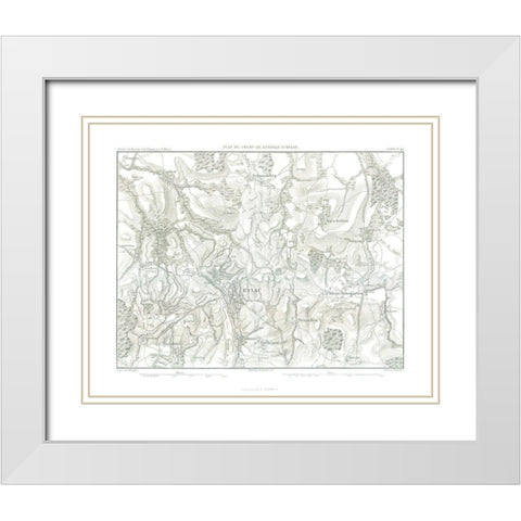 Battle of Eylau, Field Plan - Thiers 1866 White Modern Wood Framed Art Print with Double Matting by Unknown