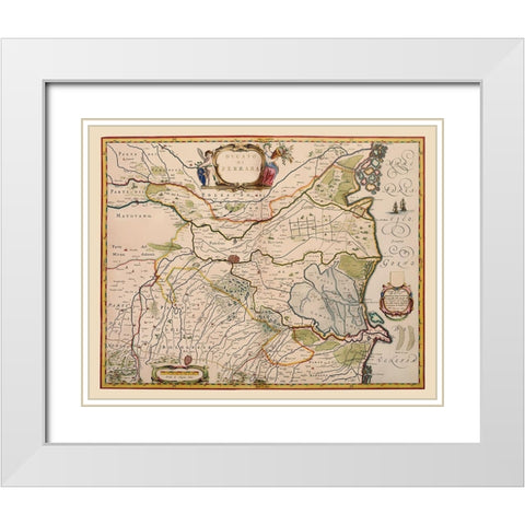 Ferrara Region Italy - Blaeu 1640 White Modern Wood Framed Art Print with Double Matting by Blaeu