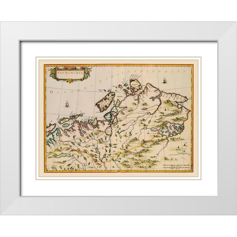 Scandinavia Finnmark County Norway - Blaeu 1662 White Modern Wood Framed Art Print with Double Matting by Blaeu