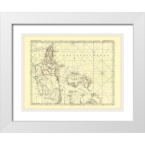 Florida Peninsula Gulf of Florida Bahamas US White Modern Wood Framed Art Print with Double Matting by Jefferys