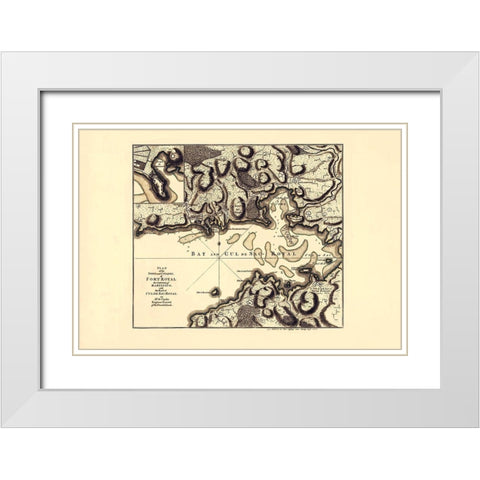 Caribbean Ft Royal with Bay of CulDeSac Martinique White Modern Wood Framed Art Print with Double Matting by Jefferys