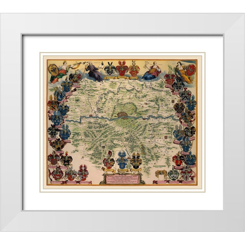 Frankfurt Germany - Blaeu 1638 White Modern Wood Framed Art Print with Double Matting by Blaeu