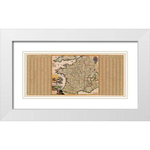 France - Visscher 1680 White Modern Wood Framed Art Print with Double Matting by Visscher