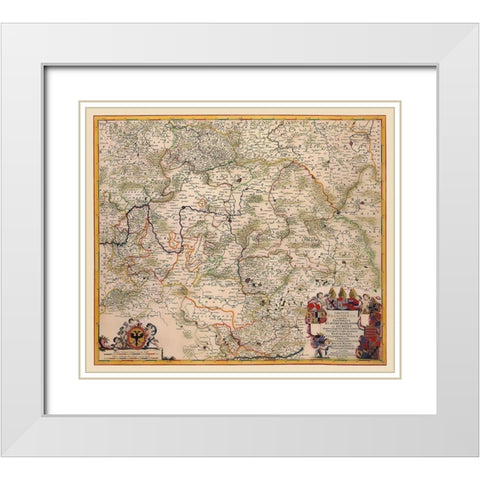Franconia Germany - De Wit 1688 White Modern Wood Framed Art Print with Double Matting by De Wit