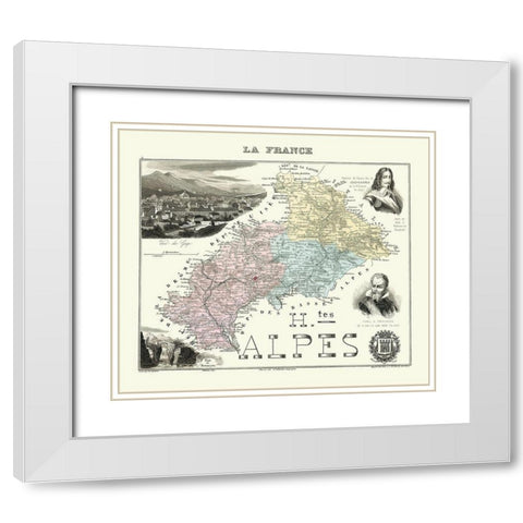 Hautes Alpes Region France - Migeon 1869 White Modern Wood Framed Art Print with Double Matting by Migeon