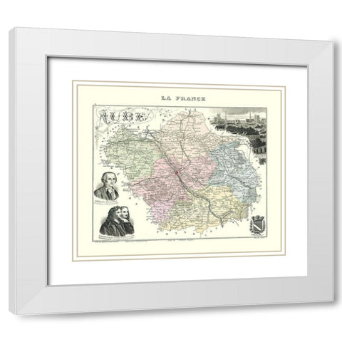 Aube Region France - Migeon 1869 White Modern Wood Framed Art Print with Double Matting by Migeon