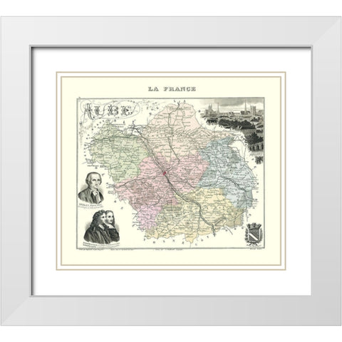 Aube Region France - Migeon 1869 White Modern Wood Framed Art Print with Double Matting by Migeon