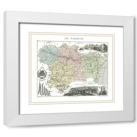 Aude Region France - Migeon 1869 White Modern Wood Framed Art Print with Double Matting by Migeon