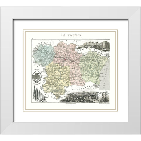 Aude Region France - Migeon 1869 White Modern Wood Framed Art Print with Double Matting by Migeon
