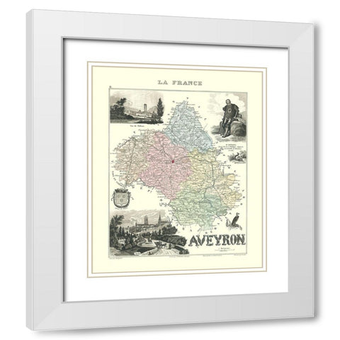 Aveyron Region France - Migeon 1896 White Modern Wood Framed Art Print with Double Matting by Migeon