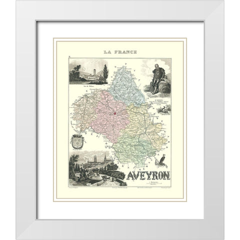 Aveyron Region France - Migeon 1896 White Modern Wood Framed Art Print with Double Matting by Migeon
