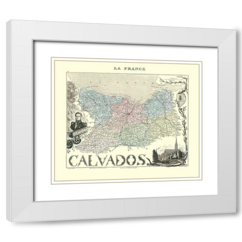 Calvados Region France - Migeon 1869 White Modern Wood Framed Art Print with Double Matting by Migeon