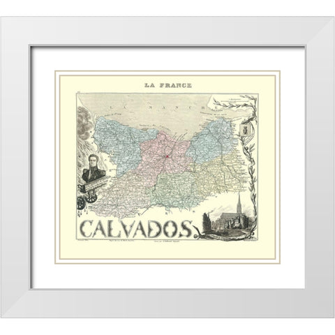 Calvados Region France - Migeon 1869 White Modern Wood Framed Art Print with Double Matting by Migeon