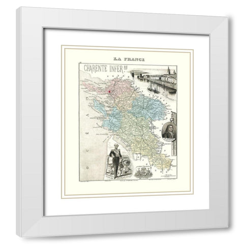 Charente Inferieure France - Migeon 1869 White Modern Wood Framed Art Print with Double Matting by Migeon