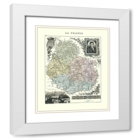 Cote dor Region France - Migeon 1869 White Modern Wood Framed Art Print with Double Matting by Migeon