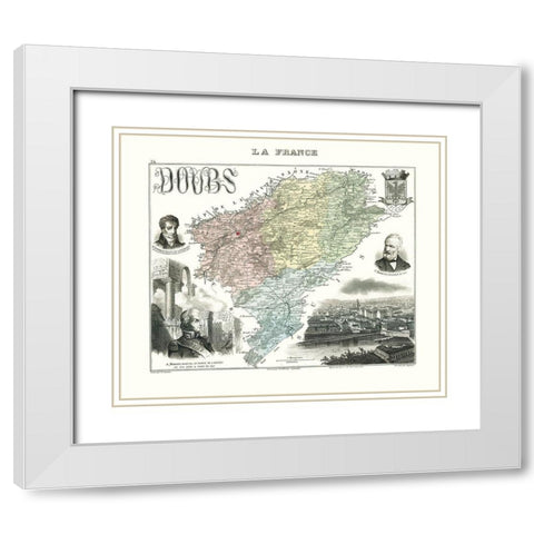 Doubs Region France - Migeon 1869 White Modern Wood Framed Art Print with Double Matting by Migeon