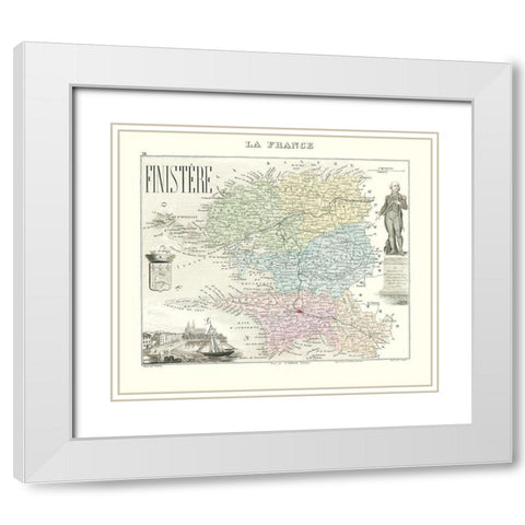 Finistere Region France - Migeon 1869 White Modern Wood Framed Art Print with Double Matting by Migeon
