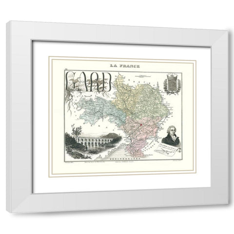 Gard Region France - Migeon 1869 White Modern Wood Framed Art Print with Double Matting by Migeon