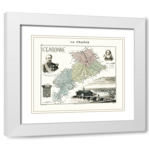 Haute Garonne Region France - Migeon 1869 White Modern Wood Framed Art Print with Double Matting by Migeon