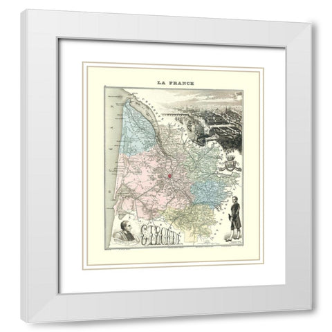 Gironide Region France - Migeon 1869 White Modern Wood Framed Art Print with Double Matting by Migeon