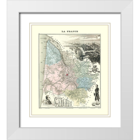 Gironide Region France - Migeon 1869 White Modern Wood Framed Art Print with Double Matting by Migeon