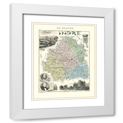 Indre Region France - Migeon 1869 White Modern Wood Framed Art Print with Double Matting by Migeon
