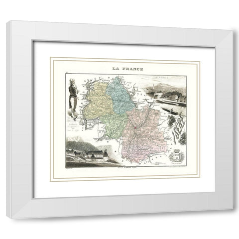 Isere Region France - Migeon 1869 White Modern Wood Framed Art Print with Double Matting by Migeon