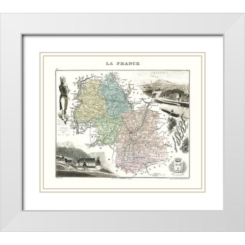 Isere Region France - Migeon 1869 White Modern Wood Framed Art Print with Double Matting by Migeon
