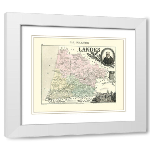 Landes Region France - Migeon 1869 White Modern Wood Framed Art Print with Double Matting by Migeon