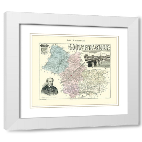 Loir et Cher Region France - Migeon 1869 White Modern Wood Framed Art Print with Double Matting by Migeon