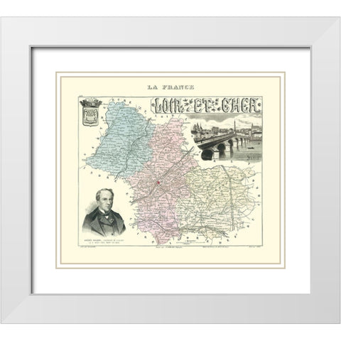 Loir et Cher Region France - Migeon 1869 White Modern Wood Framed Art Print with Double Matting by Migeon