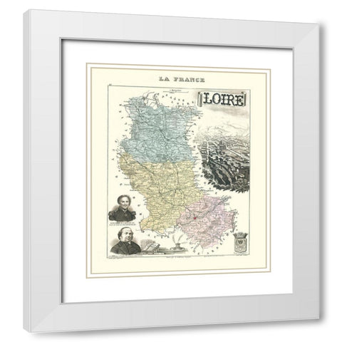 Loire Region France - Migeon 1869 White Modern Wood Framed Art Print with Double Matting by Migeon