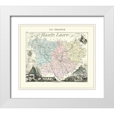 Haute Loire Region France - Migeon 1869 White Modern Wood Framed Art Print with Double Matting by Migeon