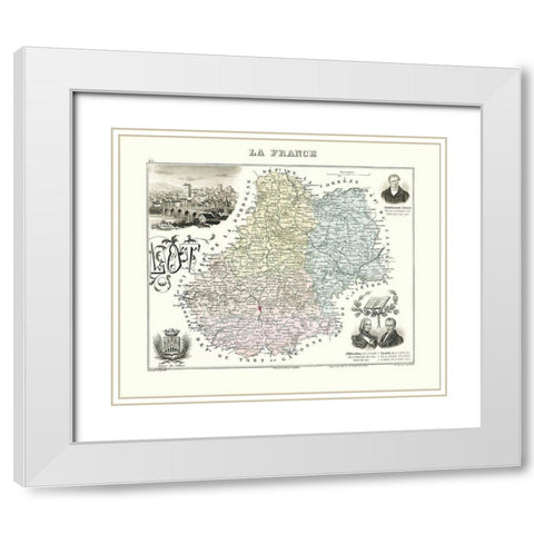 Lot Region France - Migeon 1869 White Modern Wood Framed Art Print with Double Matting by Migeon
