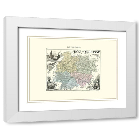 Lot et Garonne Region France - Migeon 1869 White Modern Wood Framed Art Print with Double Matting by Migeon