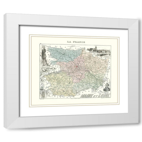 Maine et Loire Region France - Migeon 1869 White Modern Wood Framed Art Print with Double Matting by Migeon
