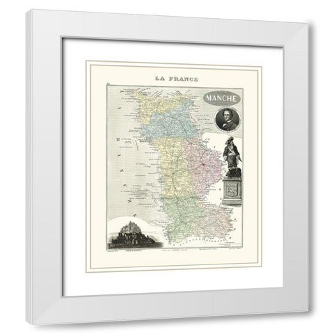 Manche Region France - Migeon 1869 White Modern Wood Framed Art Print with Double Matting by Migeon
