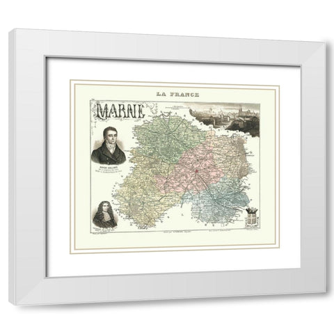 Marne Region France - Migeon 1869 White Modern Wood Framed Art Print with Double Matting by Migeon