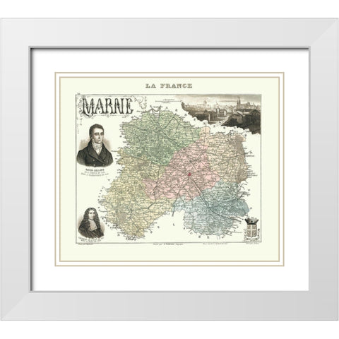 Marne Region France - Migeon 1869 White Modern Wood Framed Art Print with Double Matting by Migeon